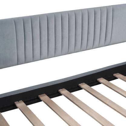Upholstered Daybed Sofa Bed Twin Size With Trundle Bed And Slat - Gray