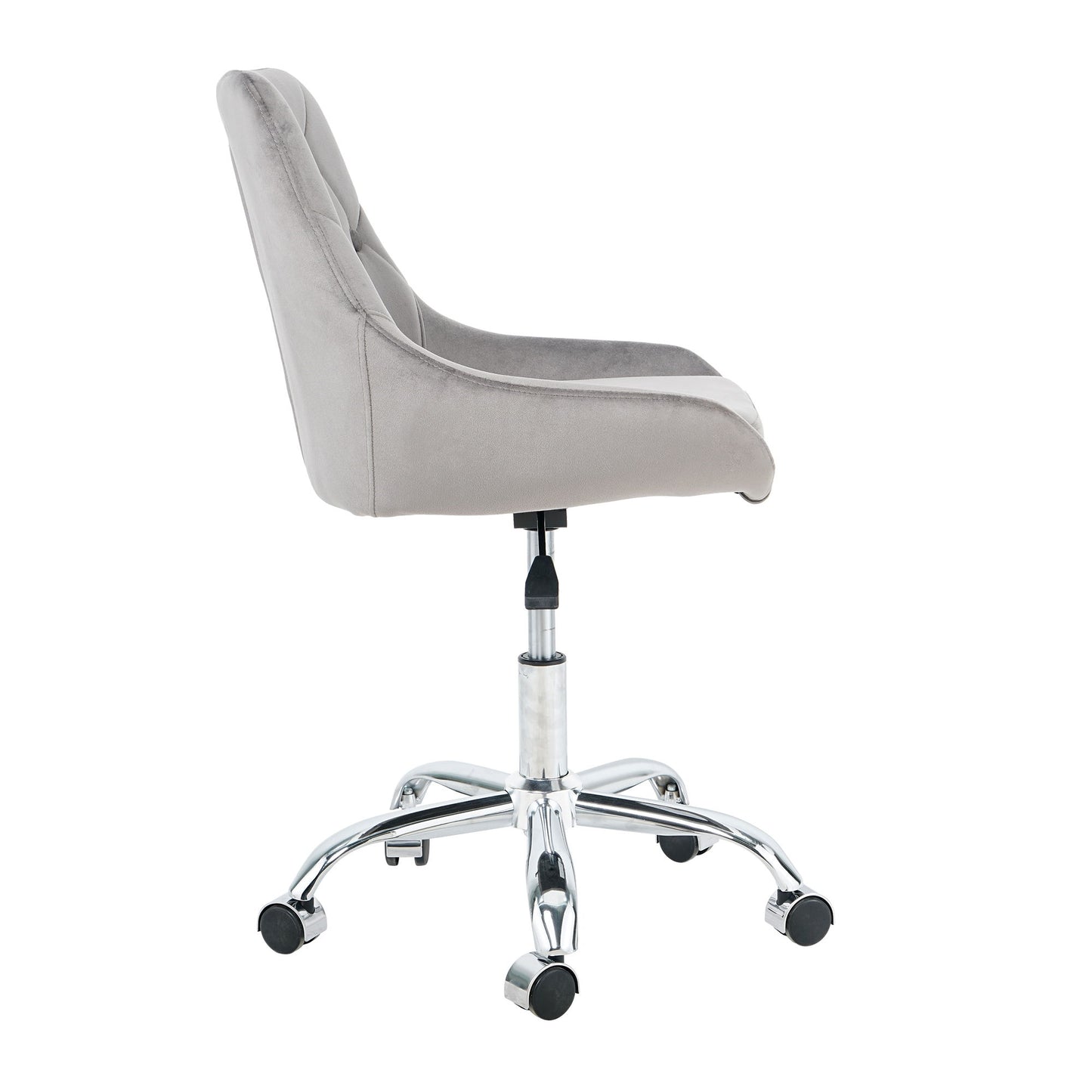 Modern Velvet Fabric Dining Chair With Chrome Legs, Soft And Comfortable, Lift Adjustment, Space Saving - Gray
