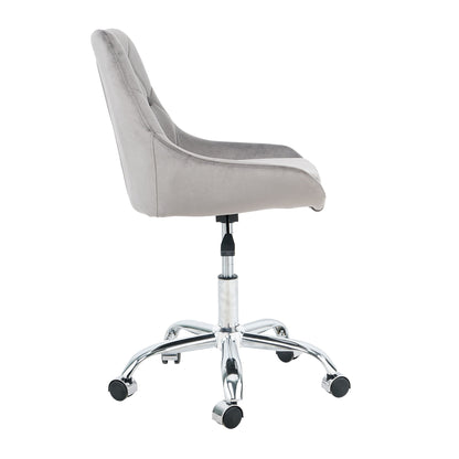 Modern Velvet Fabric Dining Chair With Chrome Legs, Soft And Comfortable, Lift Adjustment, Space Saving - Gray