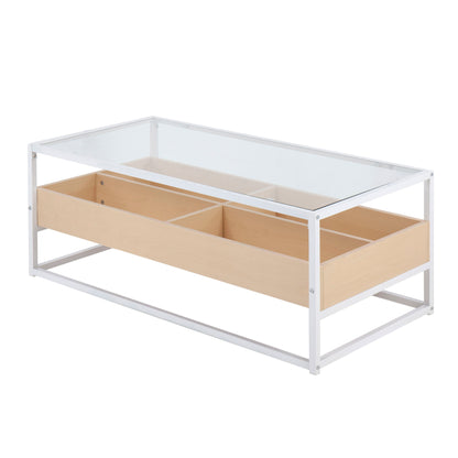 Display Contemporary Coffee Table - White / Natural / Clear