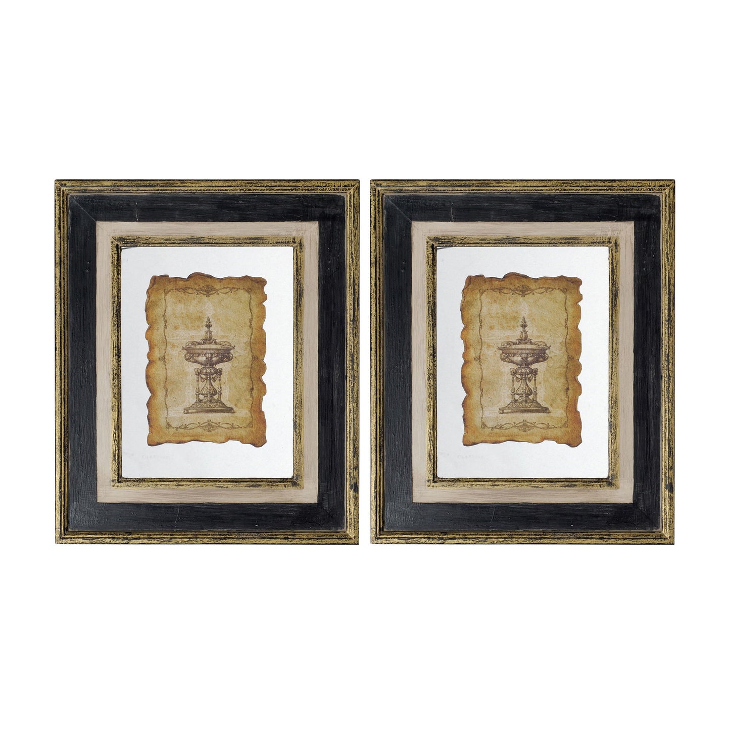 Lucian - Framed Antiqued Sculpture Print (Set of 2) - Multicolor