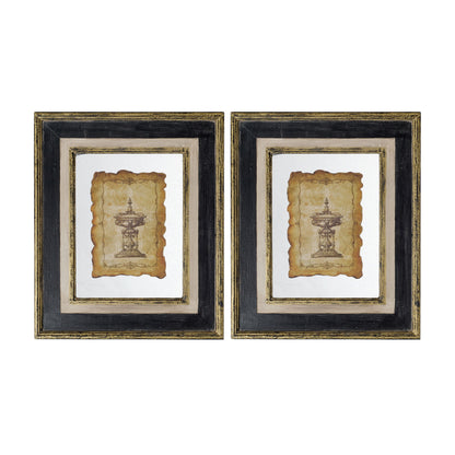 Lucian - Framed Antiqued Sculpture Print (Set of 2) - Multicolor