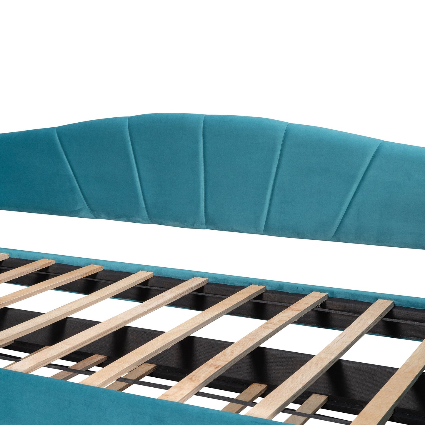 Twin Size Upholstered Daybed Sofa Bed With Trundle And Slat - Blue