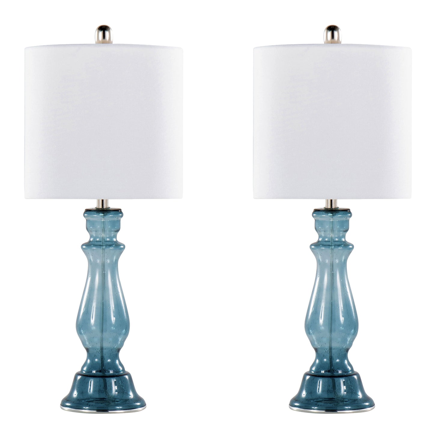 Bishop - Contemporary Clear Angel Table Lamp (Set of 2) - Blue / Polished Nickel / White