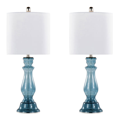 Bishop - Contemporary Clear Angel Table Lamp (Set of 2) - Blue / Polished Nickel / White