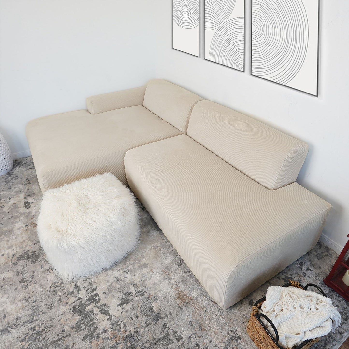 Mar - Sectional Sofa Left Facing - Cream