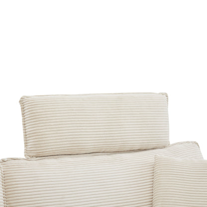 Modern Corduroy, Loveseat Sofa, Deep Seat Sectional Sofa With Ottomans Comfortable Cloud Sofa For Living Room, Apartment, Office, Couch - Beige