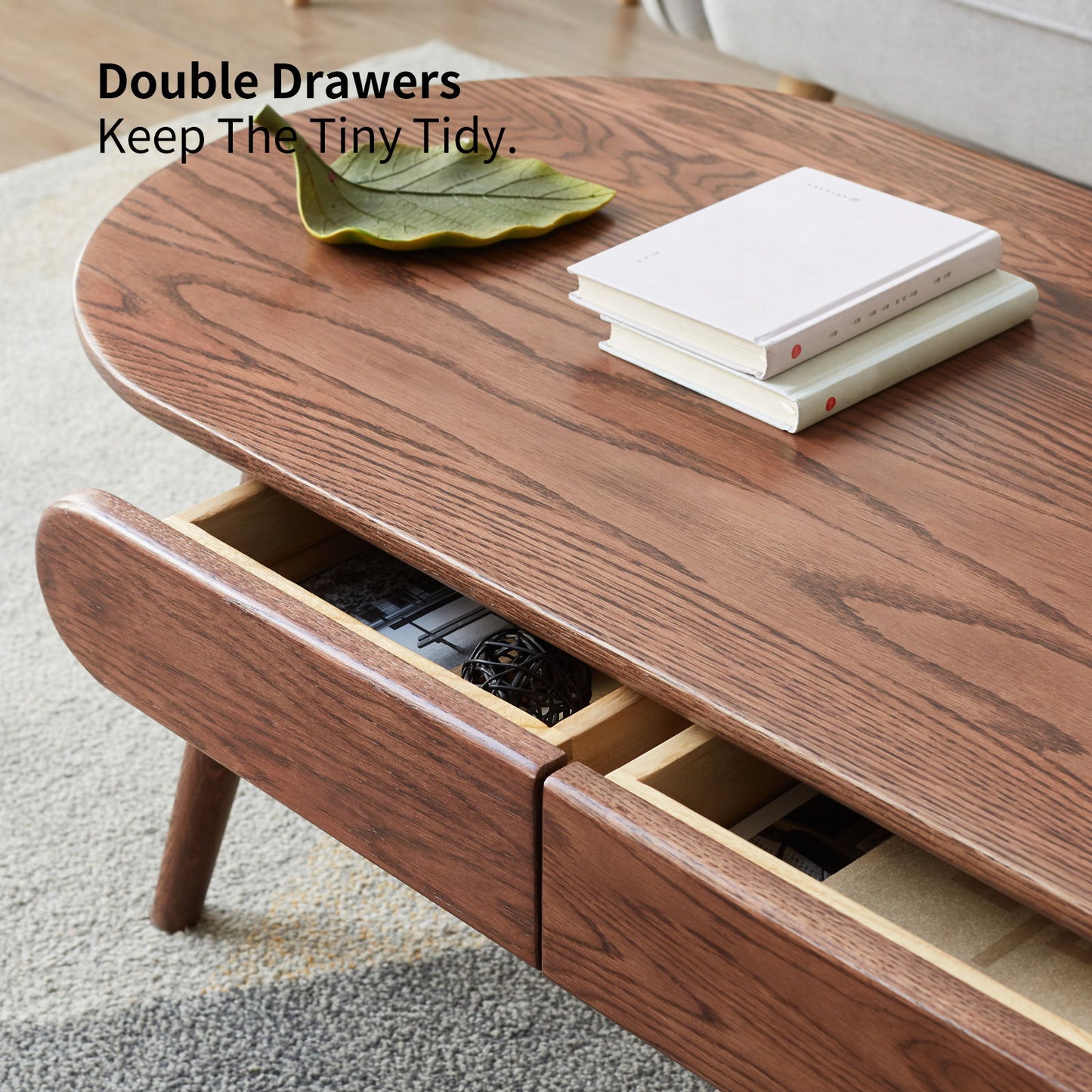 Capsule Centre Low Table With Drawers Coffee Table - Natural