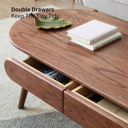 Capsule Centre Low Table With Drawers Coffee Table - Natural