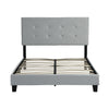 Full Size Upholstered Platform Bed Frame With Pull Point Tufted Headboard, Strong Wood Slat Support, Mattress Foundation, No Box Spring Needed - Gray