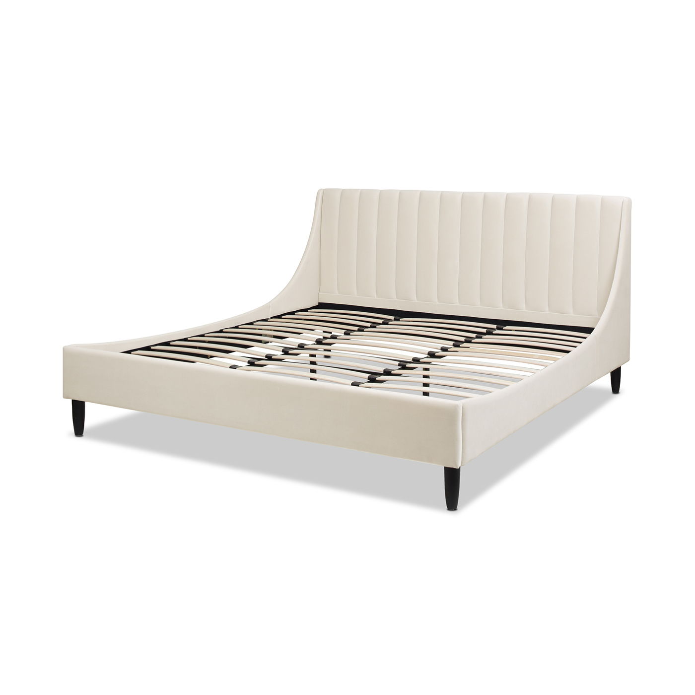 Aspen - King Vertical Tufted Headboard Platform Bed Set - French Beige