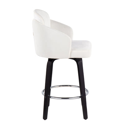 Dahlia - Contemporary Counter Stool Round Chrome Footrest (Set of 2) - Black / Cream