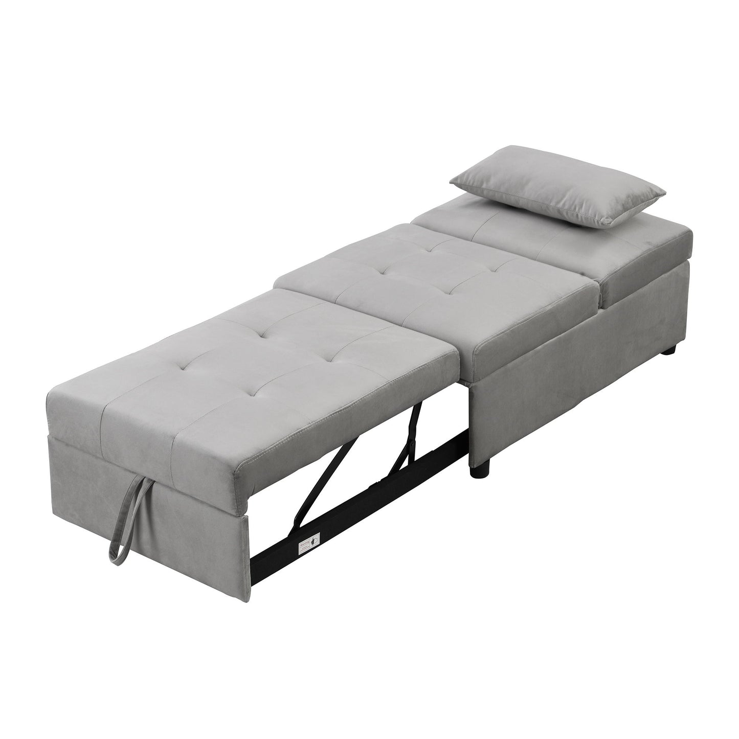 Stylish Folding Ottoman Sofa Bed With Multifunctional Design - Gray