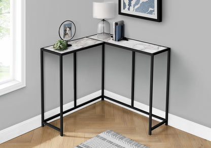 Corner Accent Console Table For Entryway, Contemporary And Modern - White / Black