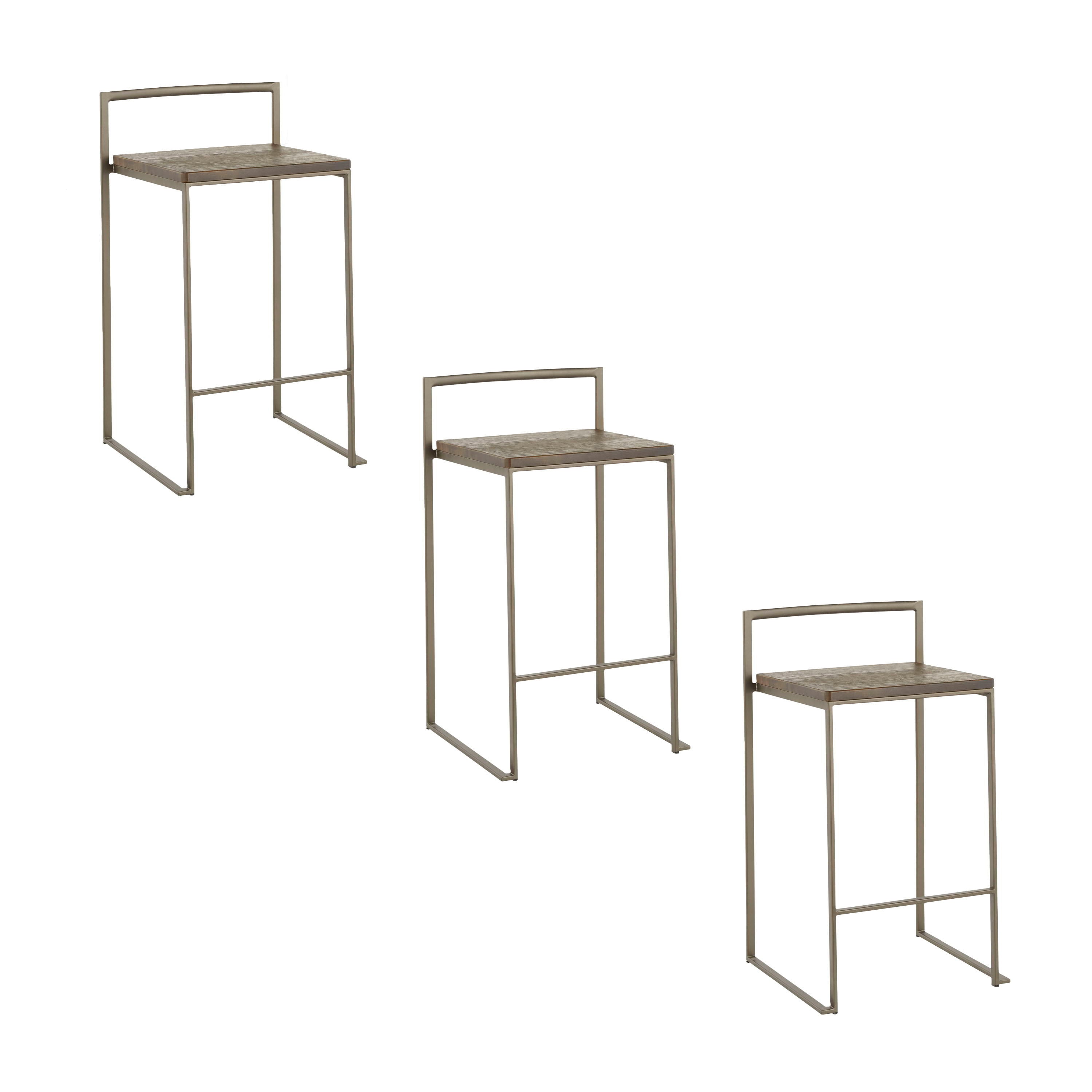 Fuji - Industrial Stackable Counter Stool (Set of 3) - Espresso