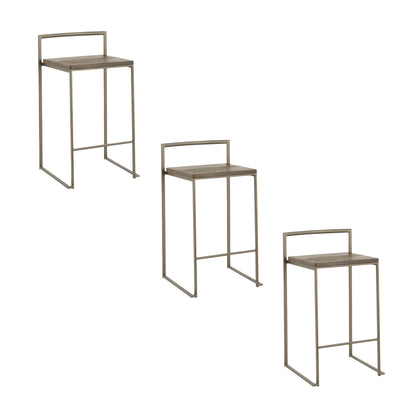 Fuji - Industrial Stackable Counter Stool (Set of 3) - Espresso