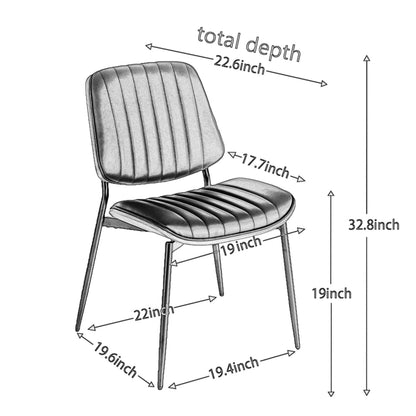Dining Chairs Mid-Century Modern Retro Faux Leather Chair With Walnut Bentwood Back Upholstered Seat Metal Legs Adjustable Foot For Kitchen Dining Room Chairs (Set of 2) - Black