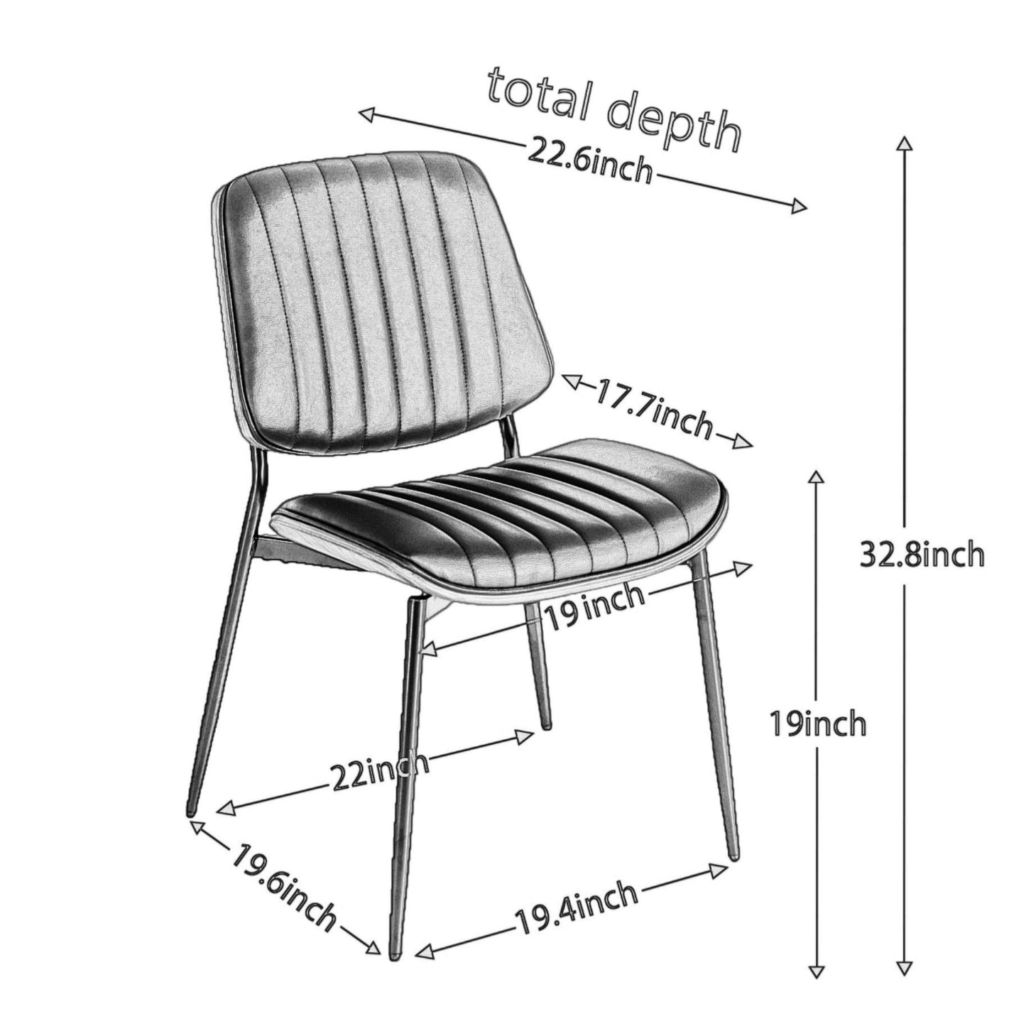 Dining Chairs Mid-Century Modern Retro Faux Leather Chair With Walnut Bentwood Back Upholstered Seat Metal Legs Adjustable Foot For Kitchen Dining Room Chairs (Set of 2) - Beige