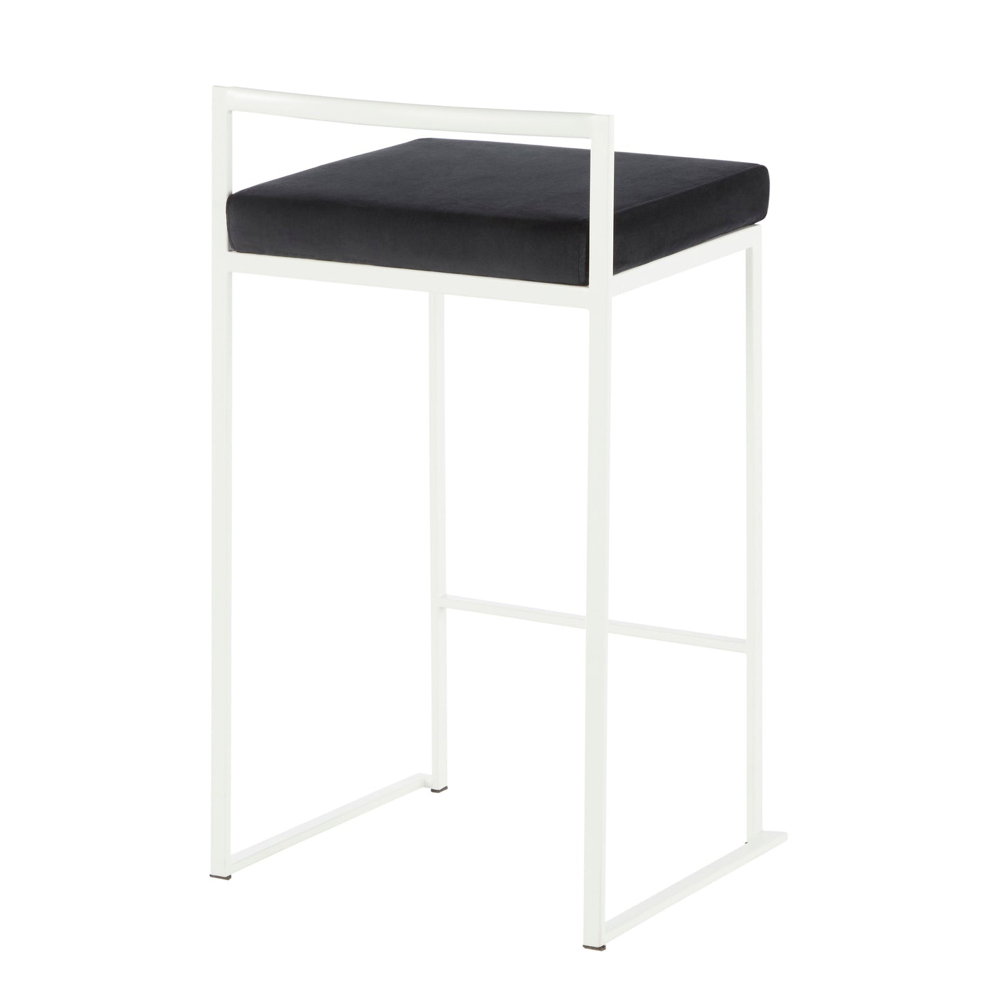 Fuji - Contemporary Stackable Counter Stool (Set of 2) - White / Black - Velvet