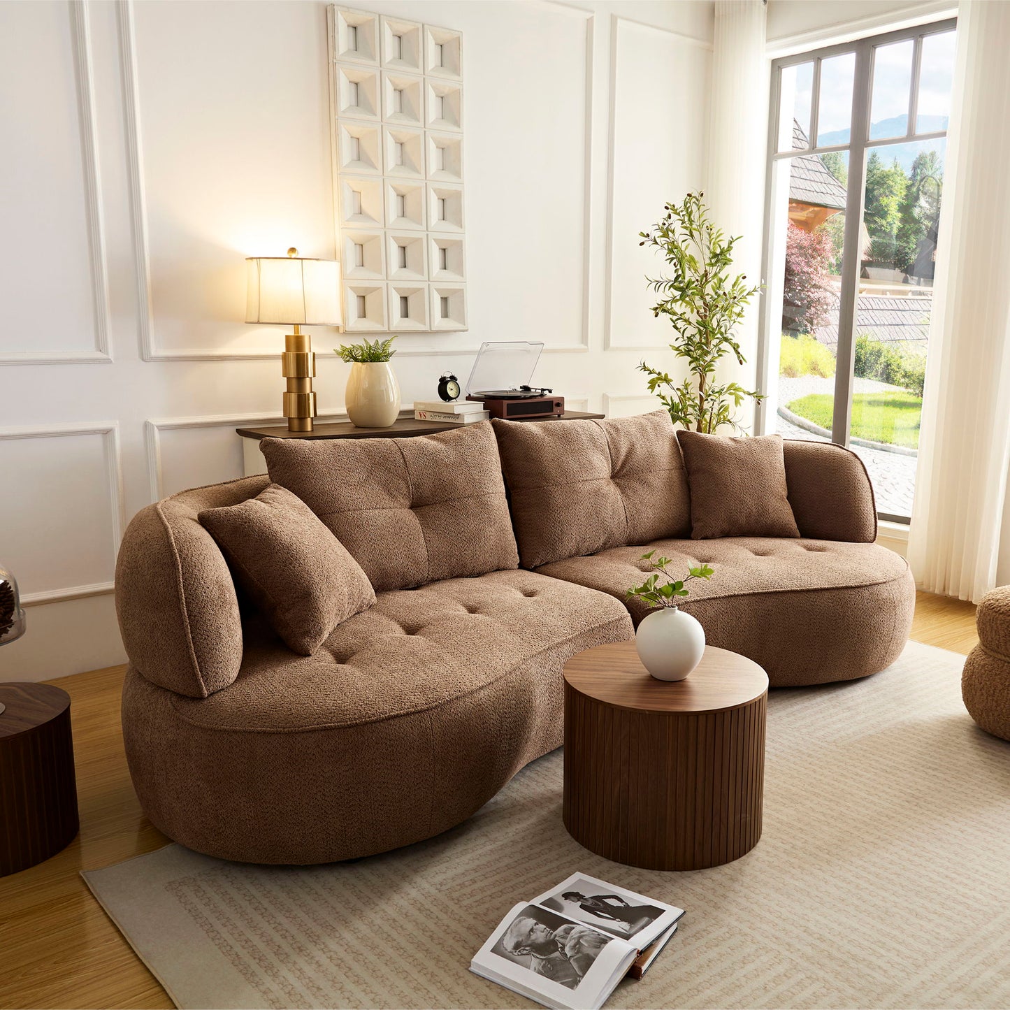 Modular Sofa, Durable Fabric, Solid Wood Frame, High Density Sponge Padding, Seating For 4 - Camel