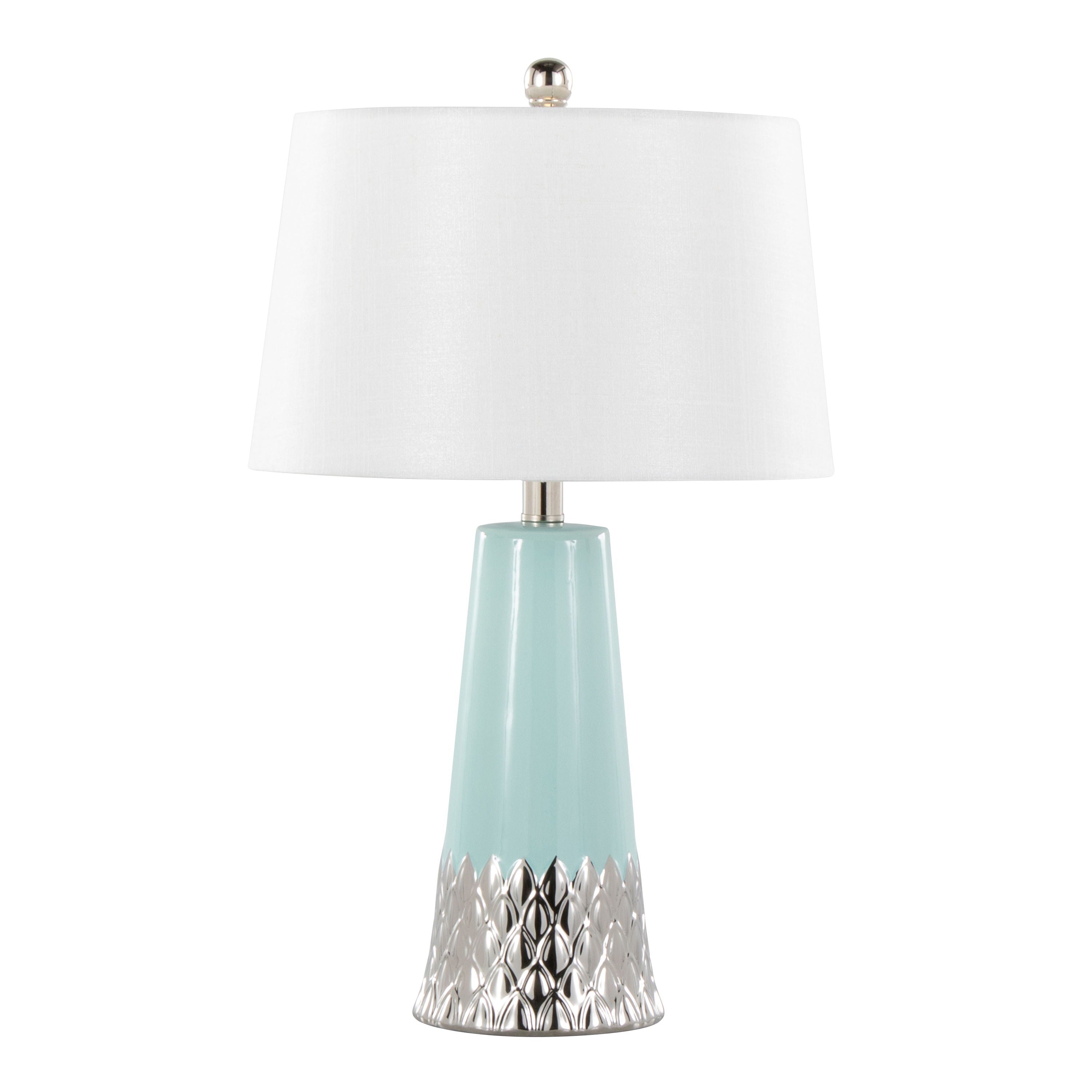 Penelope - Contemporary Table Lamp With Tiffany Blue / Silver / White