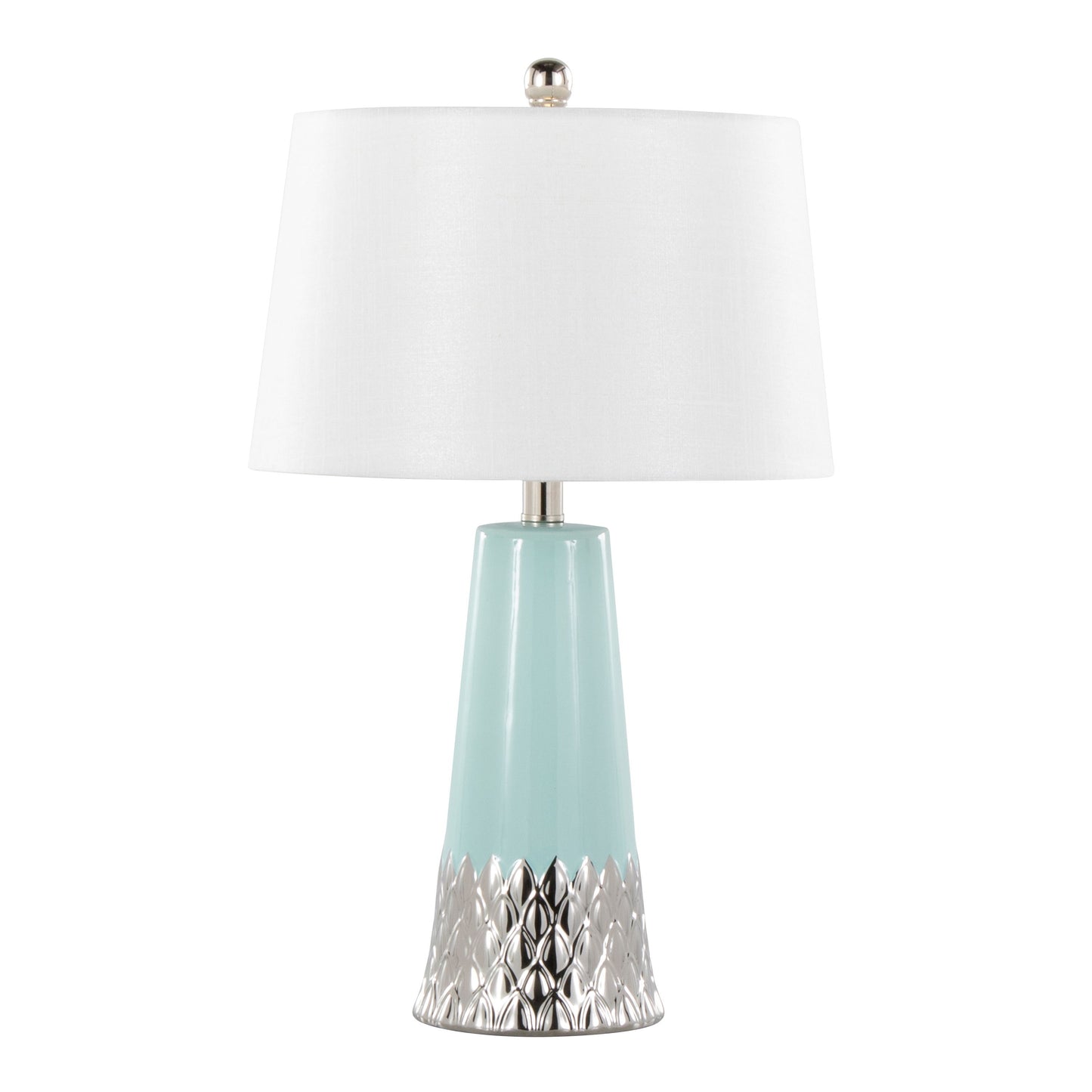 Penelope - Contemporary Table Lamp With Tiffany Blue / Silver / White