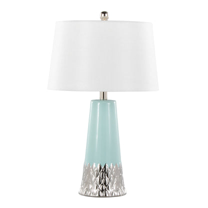 Penelope - Contemporary Table Lamp With Tiffany Blue / Silver / White