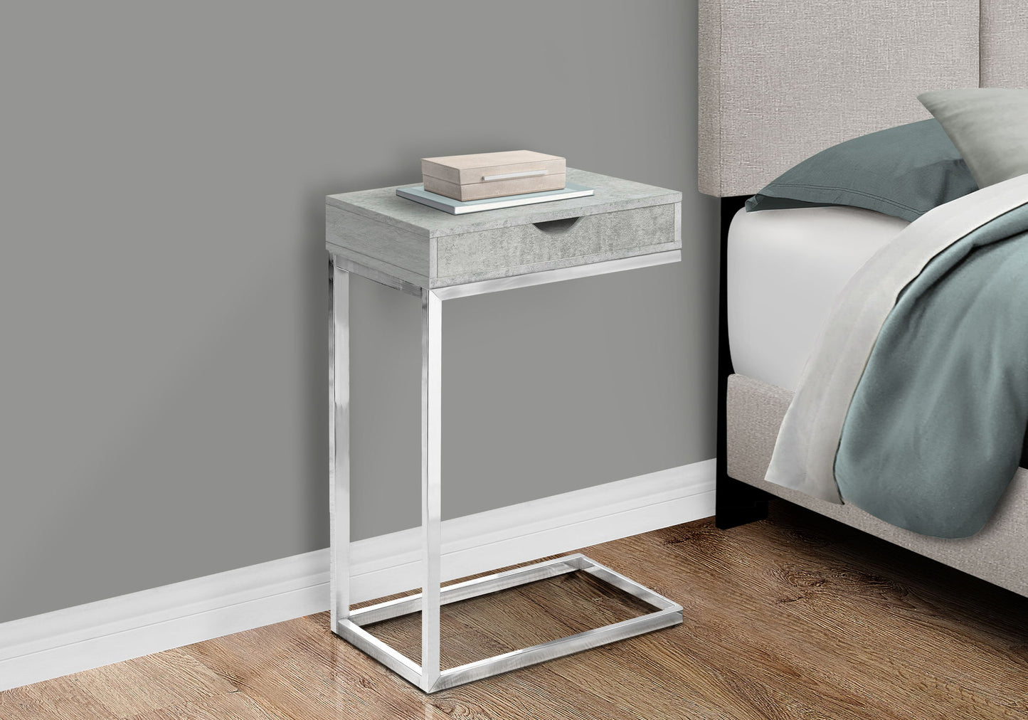 Accent Table, C - Shaped Contemporary And Modern - Gray