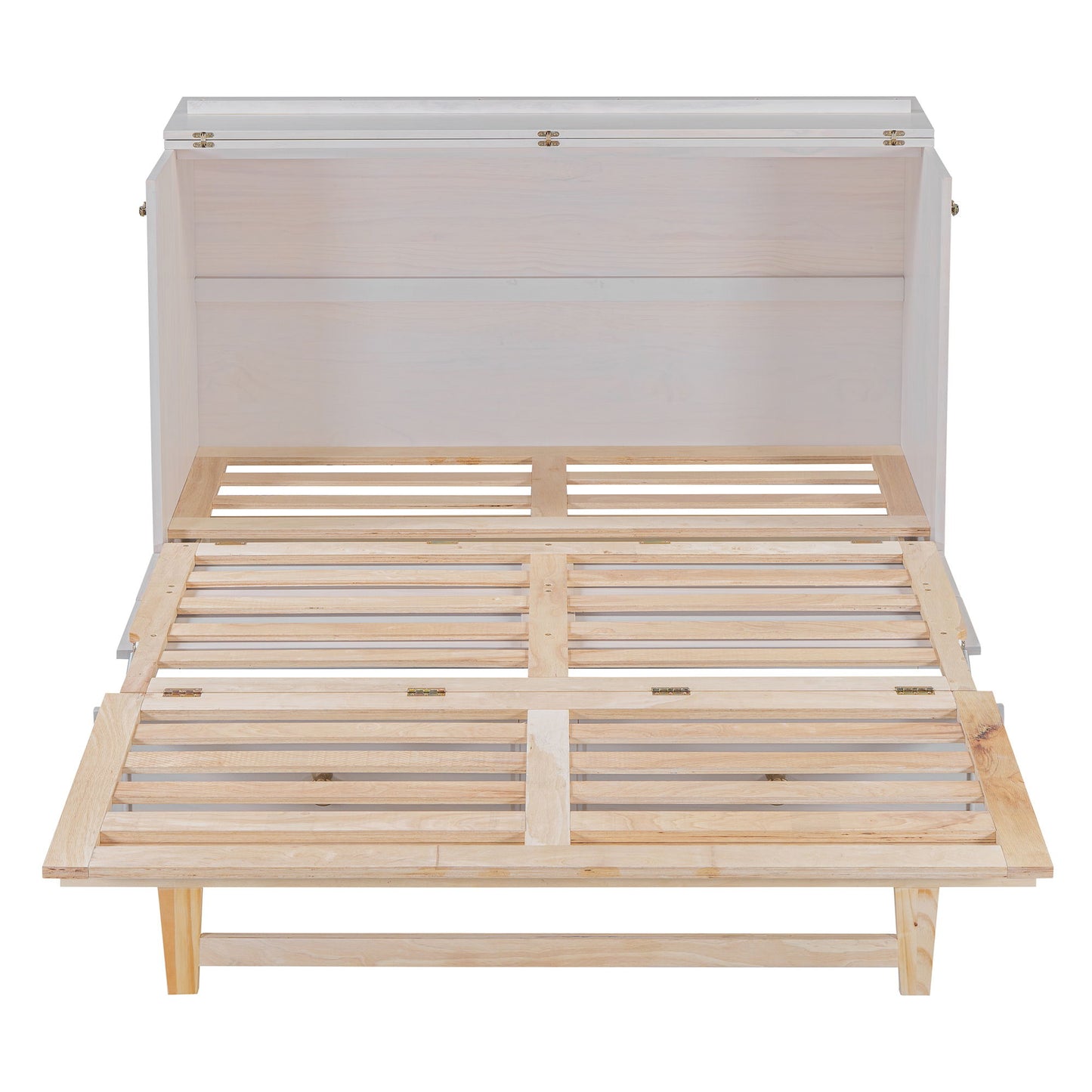 Queen Murphy Bed Elegantly Designed With Large Drawers - White