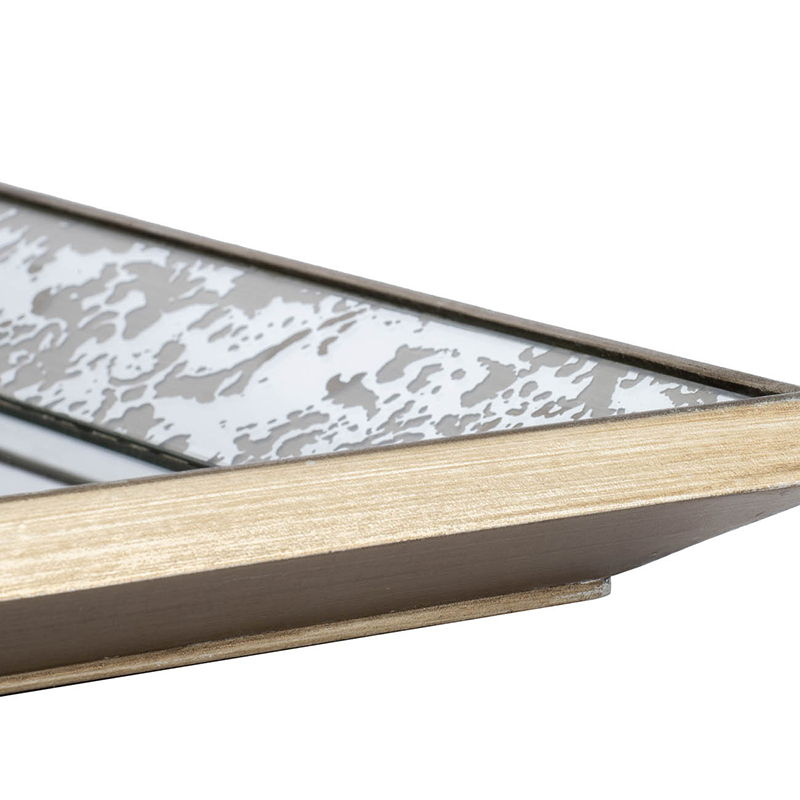 Antique Square Mirror With Floral Accents Decorative Display Tray, Hanging Mirror, Traditional Home Decor - Silver