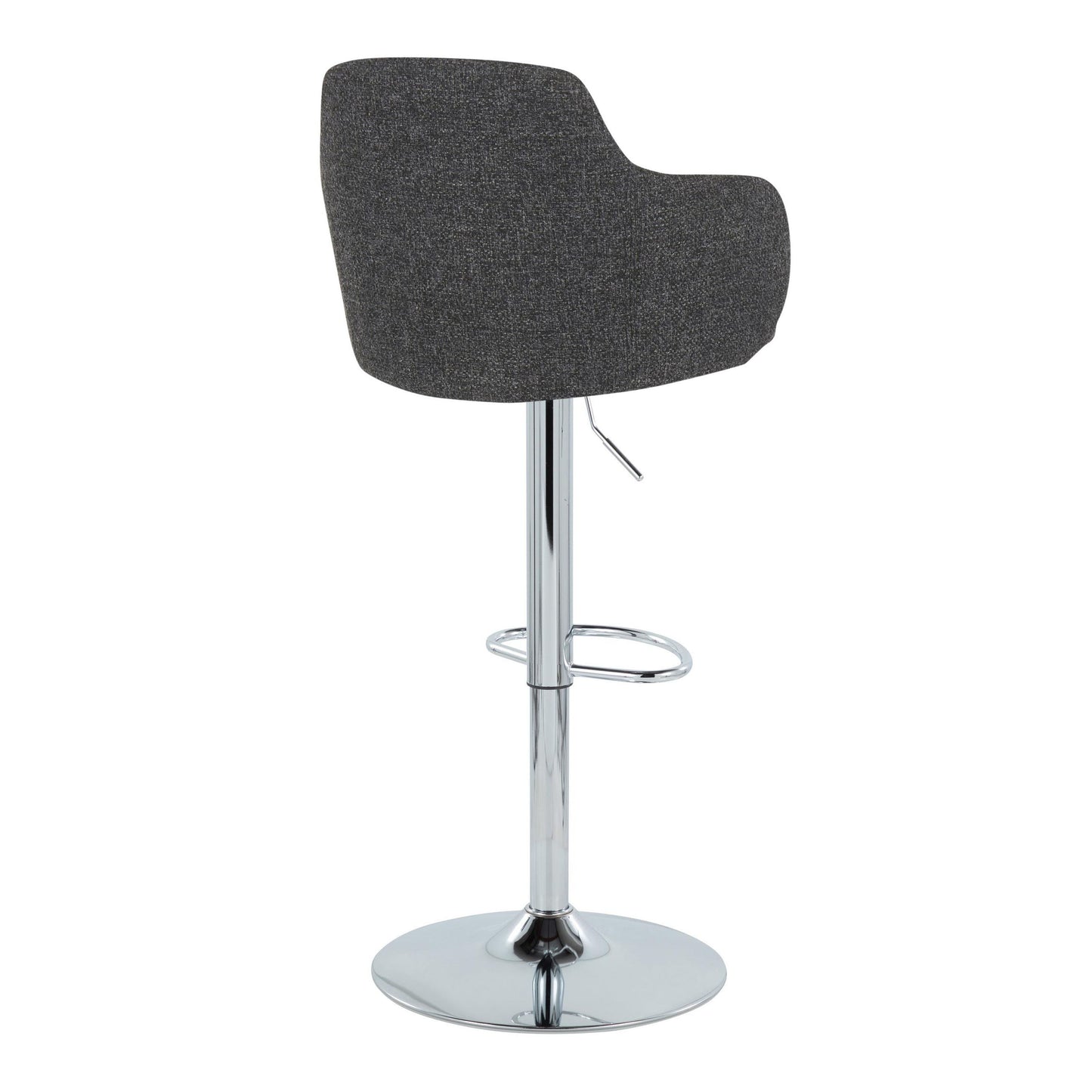 Boyne - Contemporary Adjustable Barstool With Swivel With Oval Footrest (Set of 2) - Chrome / Dark Gray