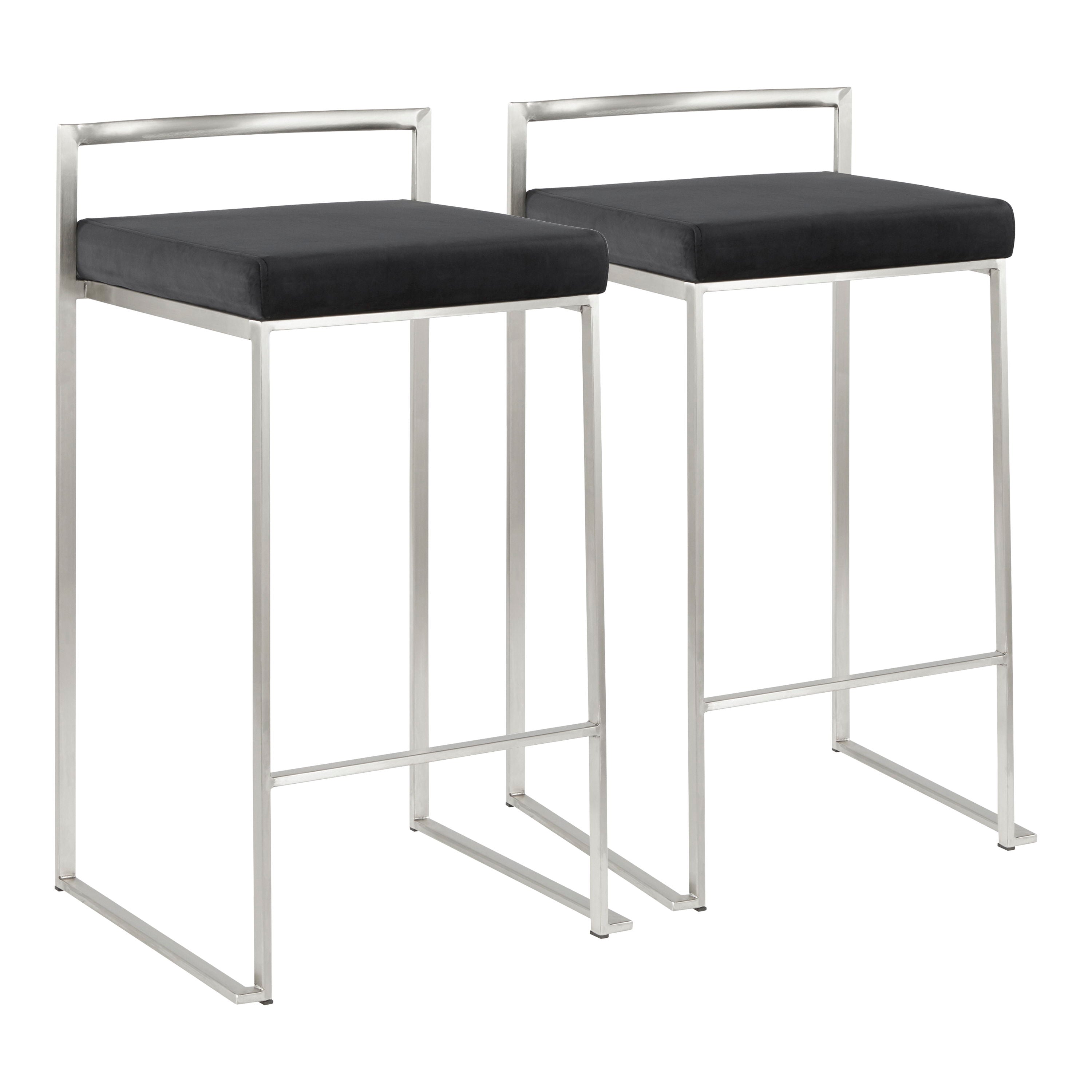 Fuji - Contemporary, Stackable Counter Stool (Set of 2) - Black