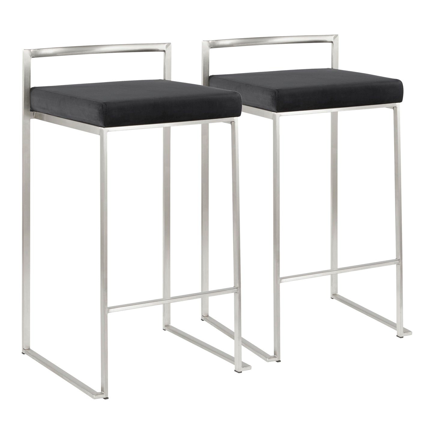 Fuji - Contemporary, Stackable Counter Stool (Set of 2) - Black