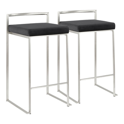 Fuji - Contemporary, Stackable Counter Stool (Set of 2) - Black