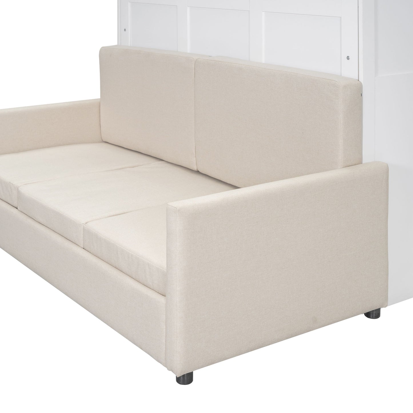 Queen Size Murphy Wall Bed With Cushion - White