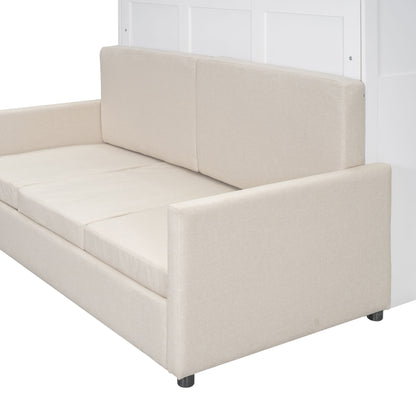 Queen Size Murphy Wall Bed With Cushion - White