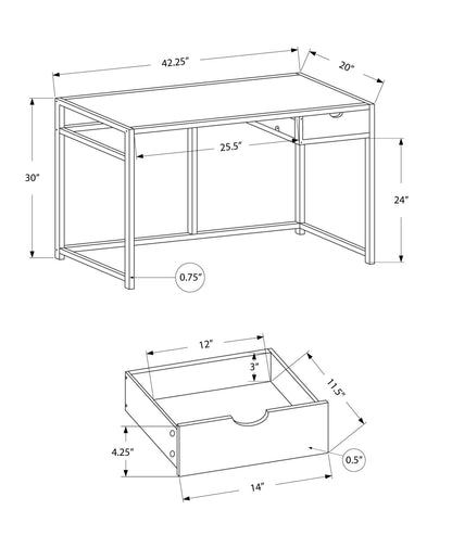 Computer Desk For Home Office, Laptop, Storage Drawer, Contemporary & Modern - Brown