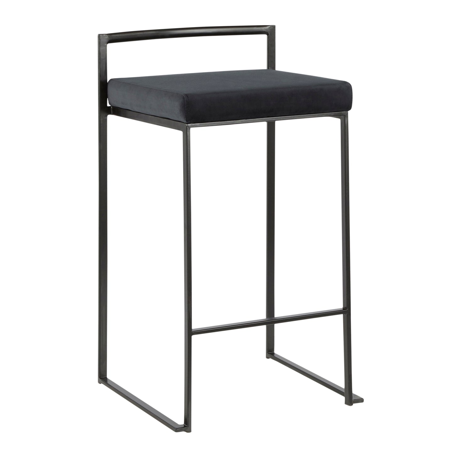 Fuji - Contemporary Stackable Counter Stool (Set of 2) - Black - Velvet