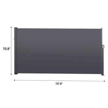 138" x 71" Retractable Side Awning, Waterproof & UV-Resistant, Privacy Screen Divider Roll Up Balcony - Gray