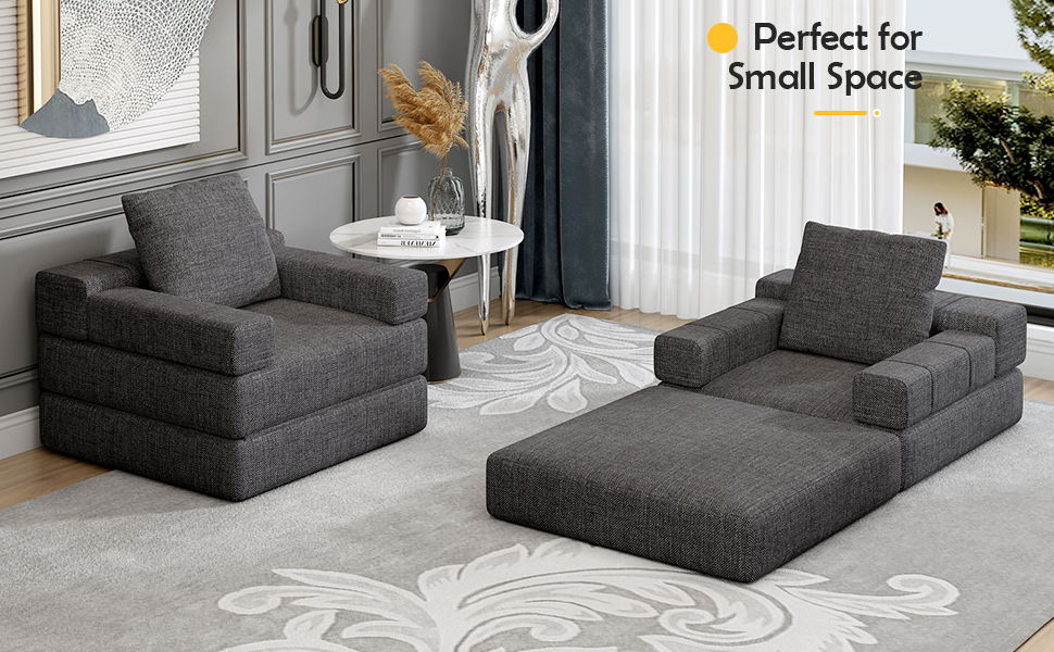 Single Sofa Chair That Converts To A Single Sofa Bed For Living Room, Guest Room, Playroom - Dark Gray