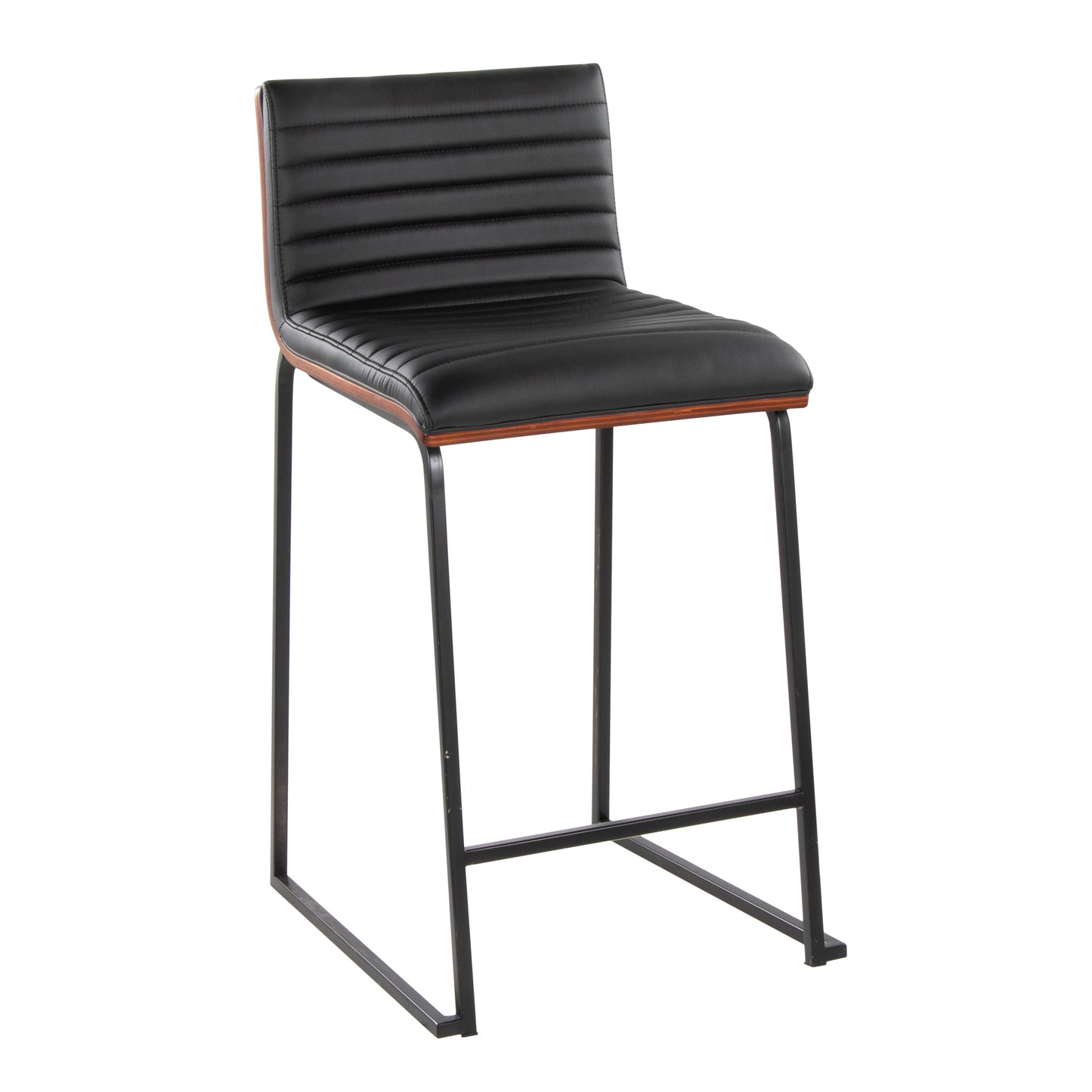 Mason Mara - Contemporary Fixed Height Counter Stool (Set of 2) - Black / Walnut / Black
