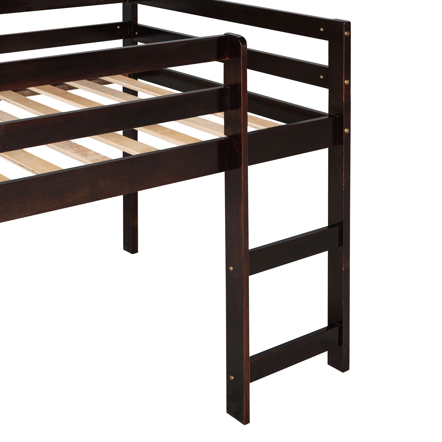 Twin Loft Bed With Slide, Multifunctional Design - Espresso