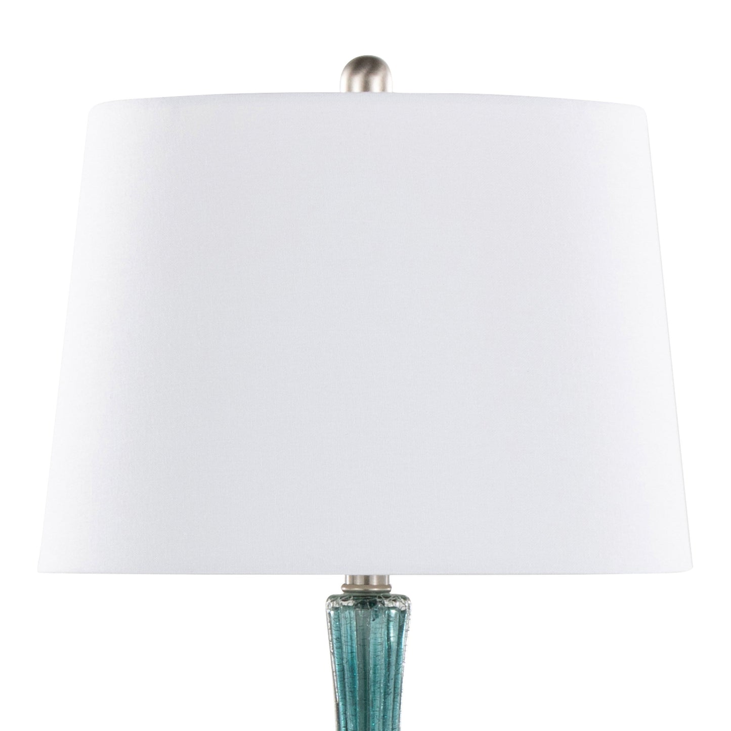 Jenny - Contemporary Table Lamp (Set of 2) - Clear Sapphire Blue Crackle / Nickel / White