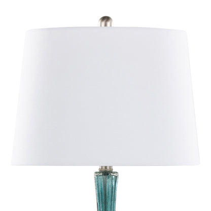 Jenny - Contemporary Table Lamp (Set of 2) - Clear Sapphire Blue Crackle / Nickel / White