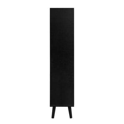 Allen - Rattan 2 Door 1 Drawer Cabinet Shoe Rack For Entrance, Double Layer - Black