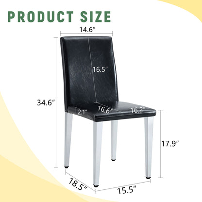 (Set of 4) Backrest Chairs With Silver Metal Legs A Perfect Match For Minimalist And Modern Home Styles - Black / Silver