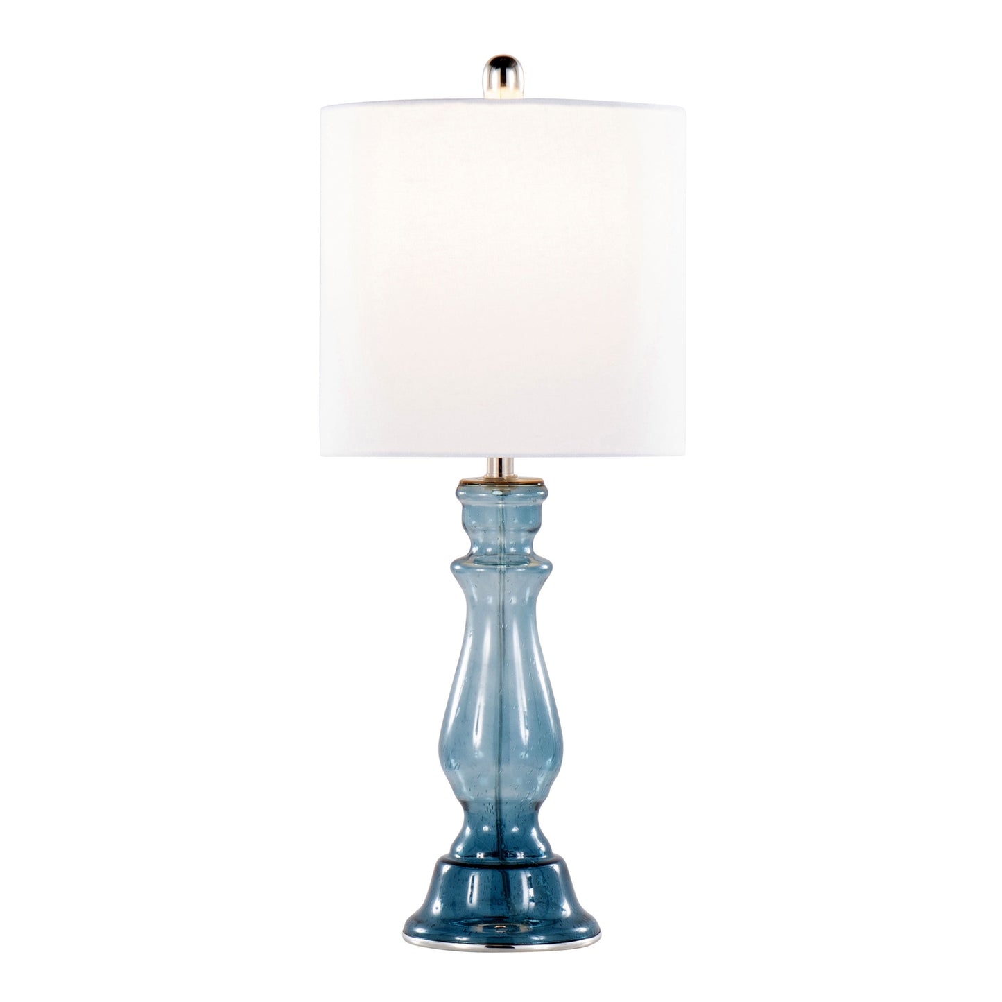 Bishop - Contemporary Clear Angel Table Lamp (Set of 2) - Blue / Polished Nickel / White