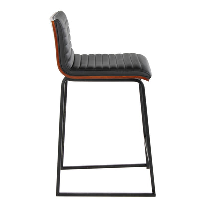 Mason Mara - Contemporary Fixed Height Counter Stool (Set of 2) - Black / Walnut / Black