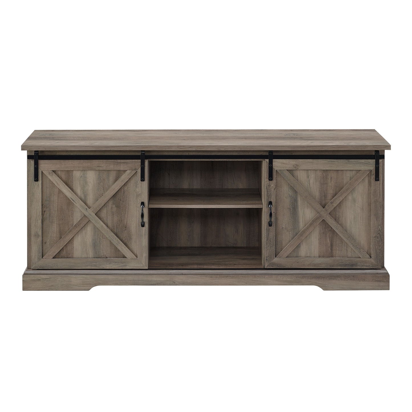 Farmhouse Sliding X Barn Door 70" TV Stand For 80" TVs - Gray Wash