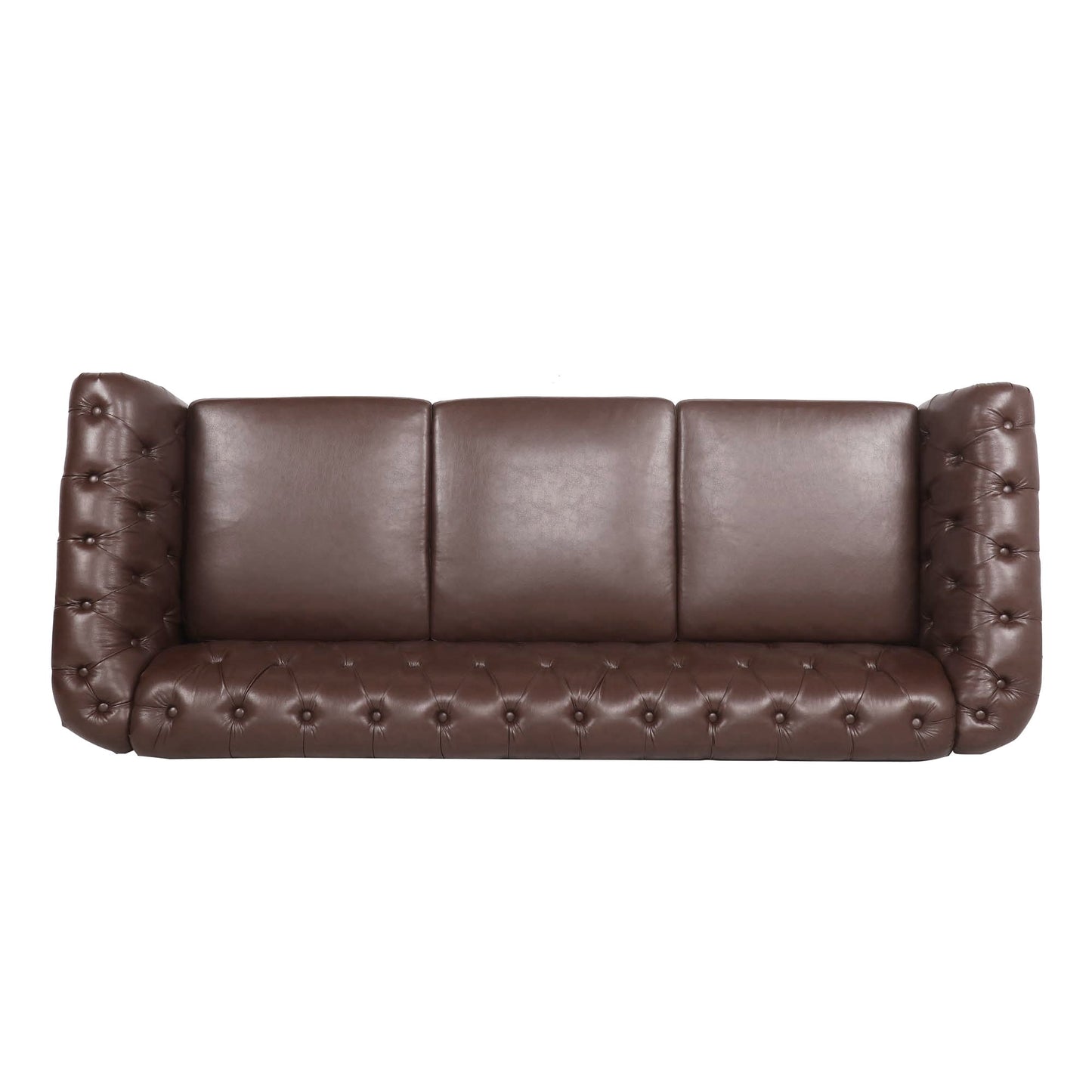 Rolled Arm Chesterfield Three Seater Sofa - Dark Brown